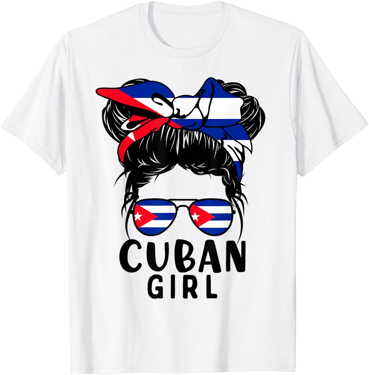 Cuban Girl Messy Hair Cuba Pride Patriotic Kids T-Shirt - T-Shirt | White