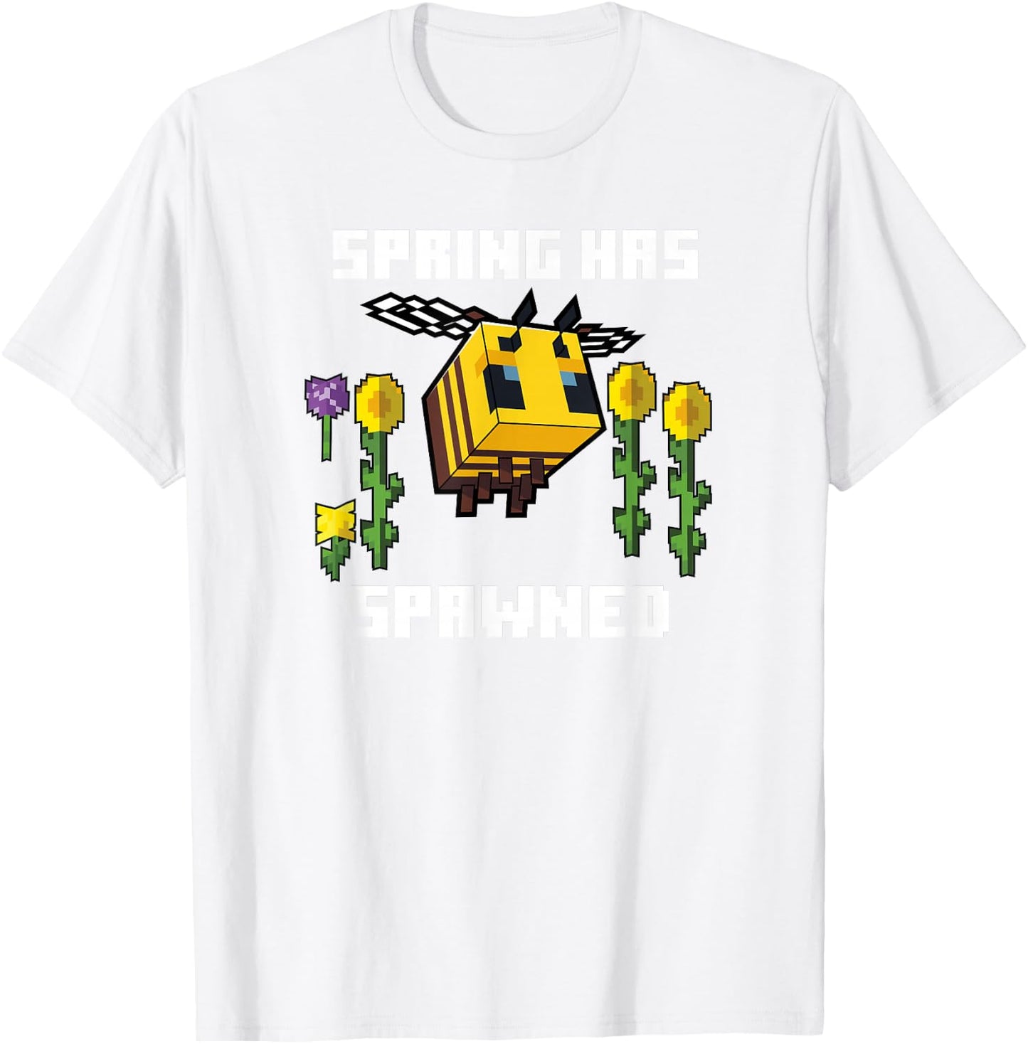 Minecraft Bee Spring Has Spawned Graphic Blocks T-Shirt - T-Shirt | White