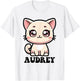 Audrey Cute Kitty Cat Design for Girls Name Audrey T-Shirt - T-Shirt | White