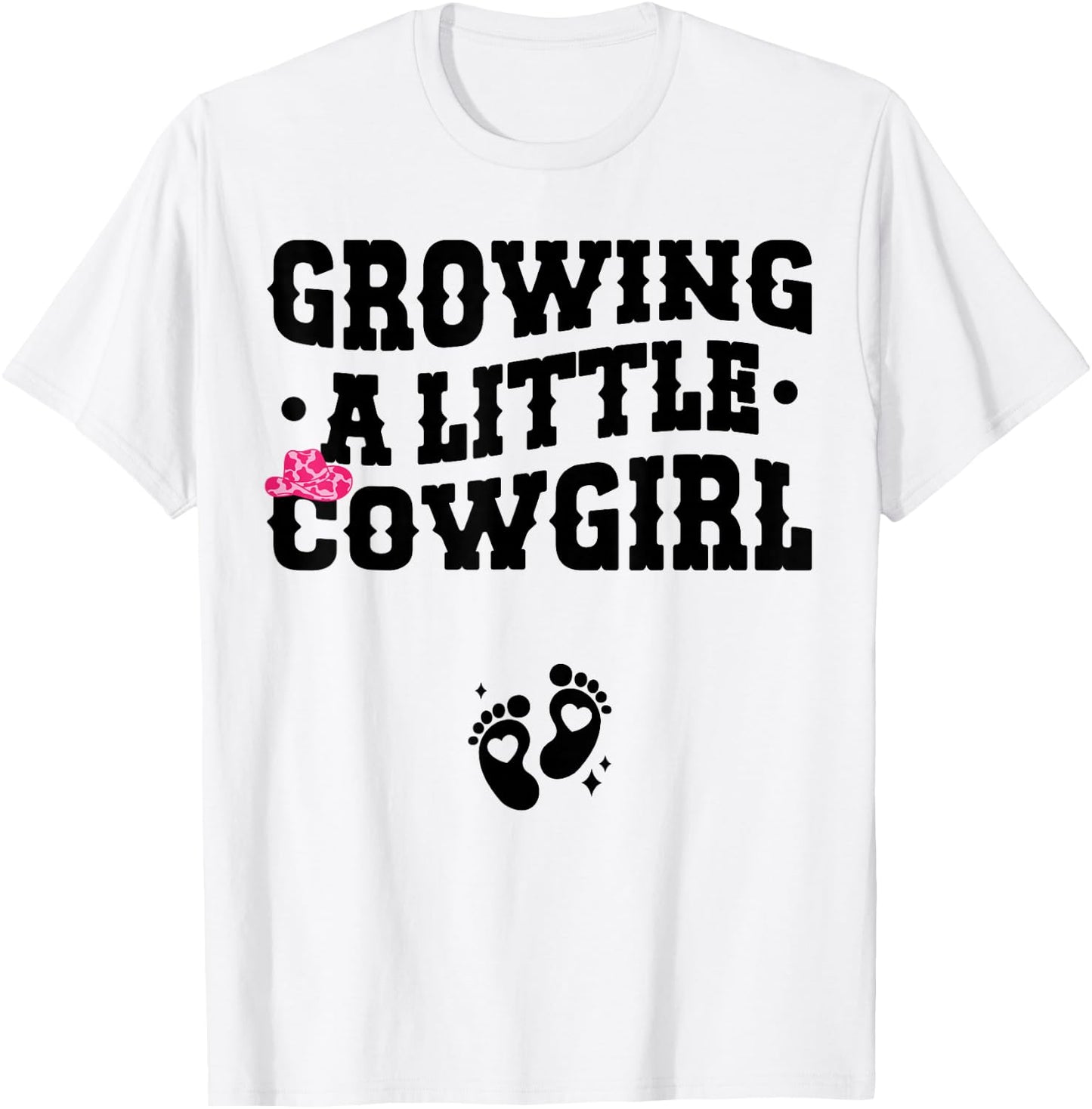 Growing a Little Cowgirl - Country Pregnancy Announcement T-Shirt - T-Shirt | White