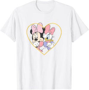Disney Mickey and Friends Minnie Daisy Friendship Heart Logo T-Shirt - T-Shirt | White