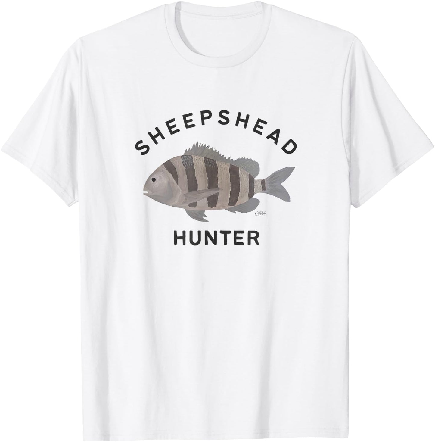 Sheepshead hunter fishing , Small, Grey T-Shirt - T-Shirt | White