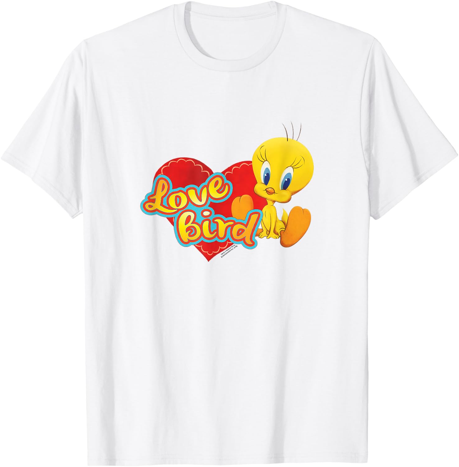 Popfunk -Adult Yellow Cartoon Tweety Love Bird Valentine's Day T-Shirt - T-Shirt | White