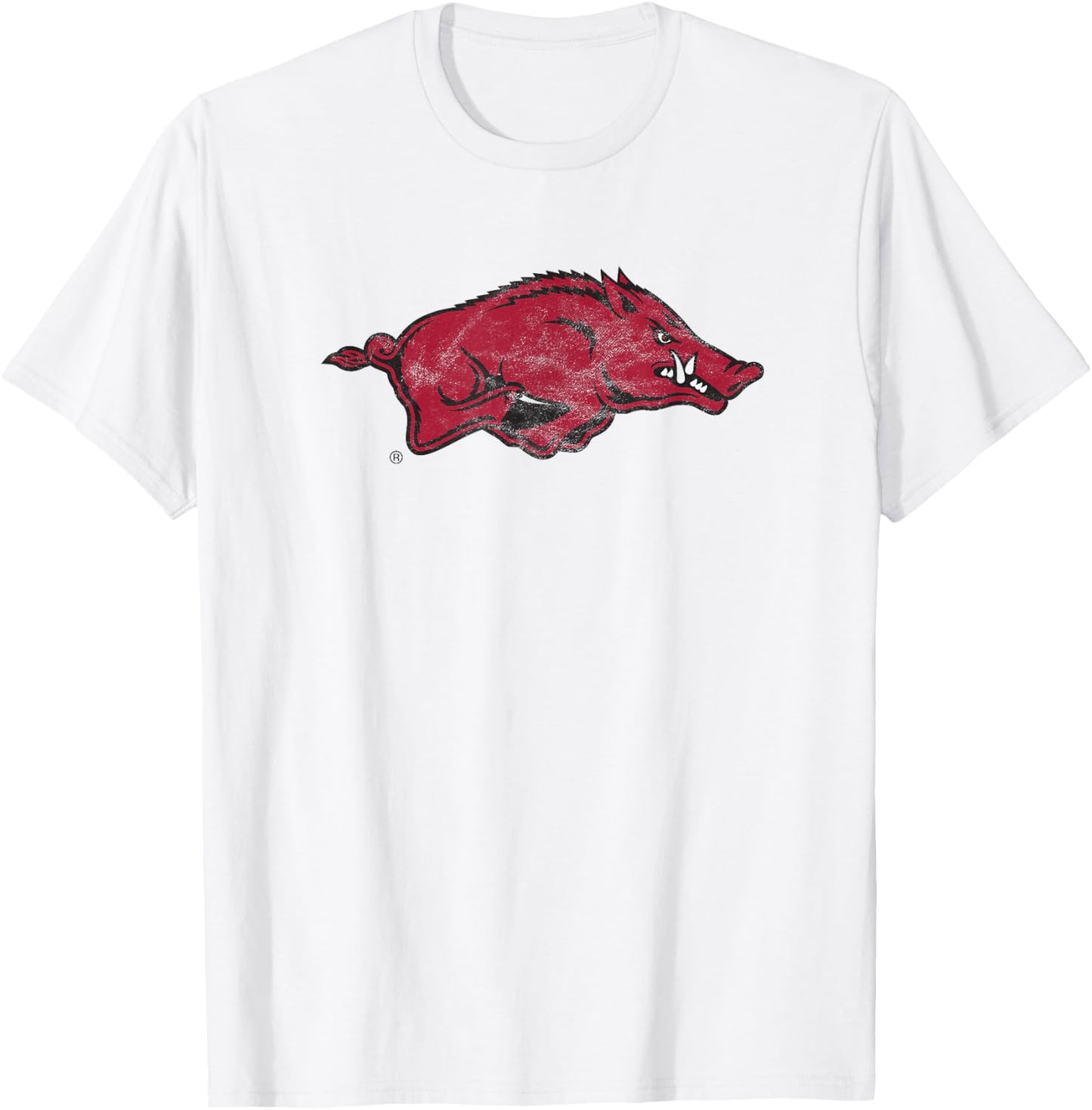 University of Arkansas Razorbacks Distressed Primary Logo T-Shirt - T-Shirt | White