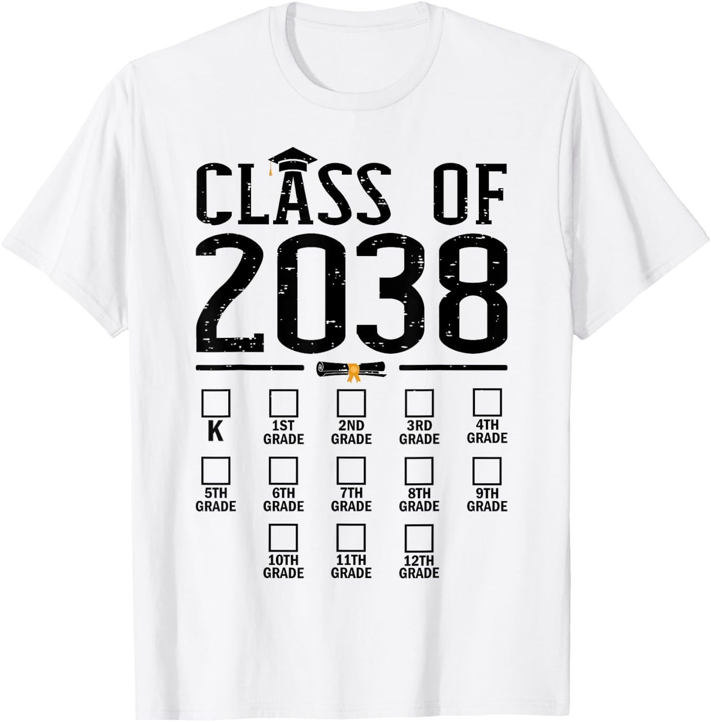 Class of 2038 grow with me checklist kindergarten 12th grade T-Shirt - T-Shirt | White