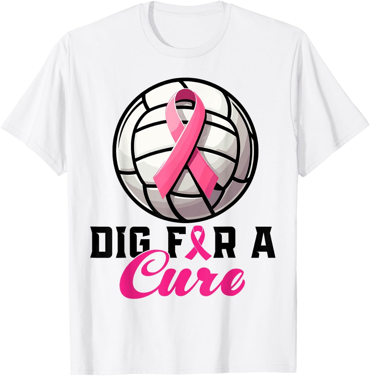 Dig For A Cure Breast Cancer Awareness Volleyball Pink T-Shirt - T-Shirt | White