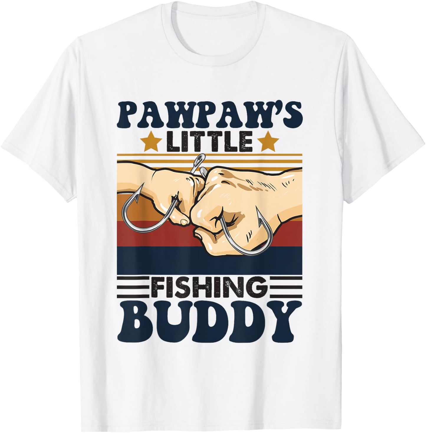 Pawpaw's Little Fishing Buddy Funny Fishing Partner T-Shirt - T-Shirt | White