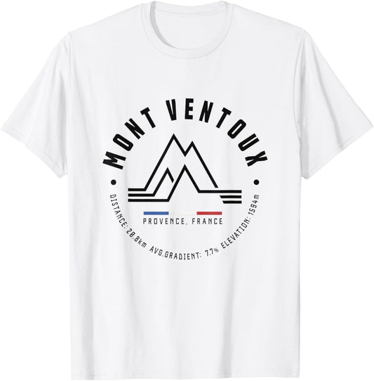Mont Ventoux Mountain Pass France Cycling Racing Bike T-Shirt - T-Shirt | White