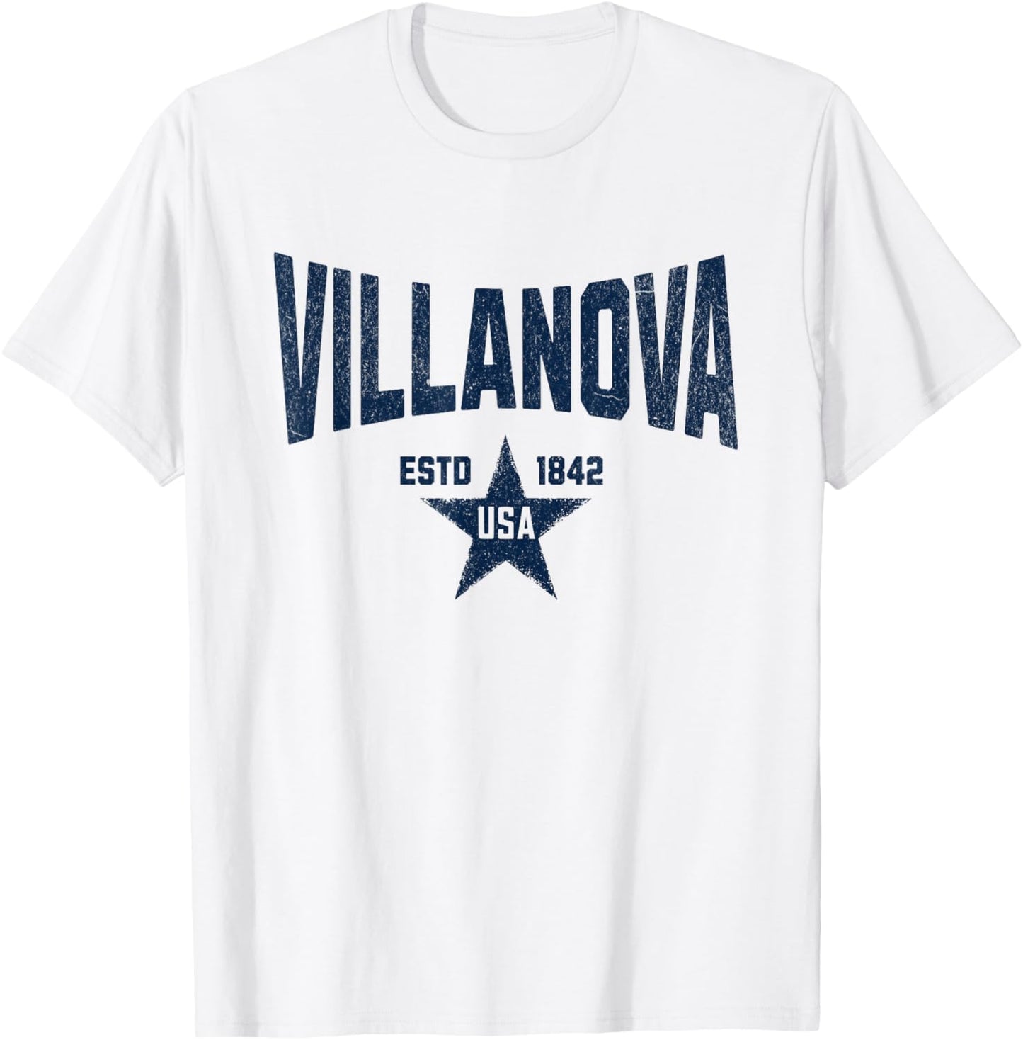 Visit Blue Villanova Pennsylvania Vintage Athletic Souvenir T-Shirt - T-Shirt | White