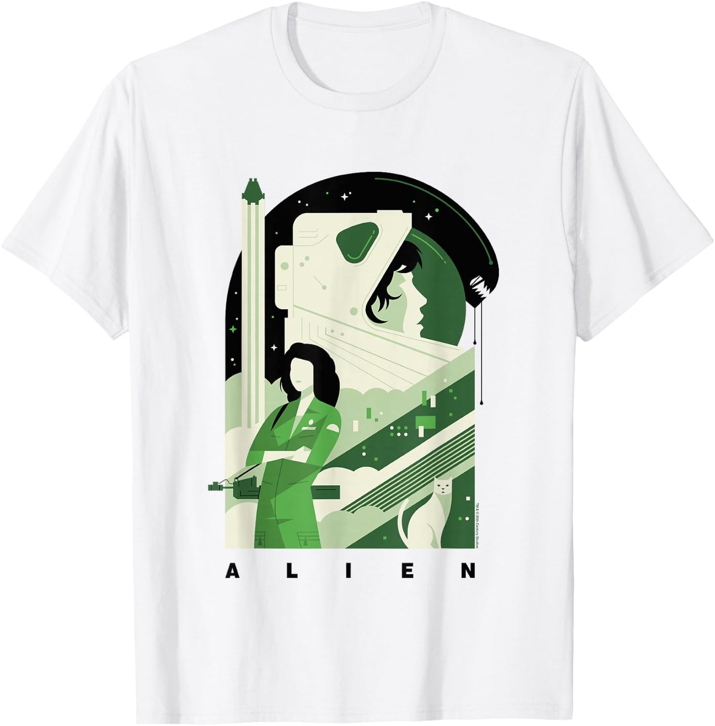 Aliens Iconic Strong Ellen Ripley Silhouette Chest Poster T-Shirt - T-Shirt | White