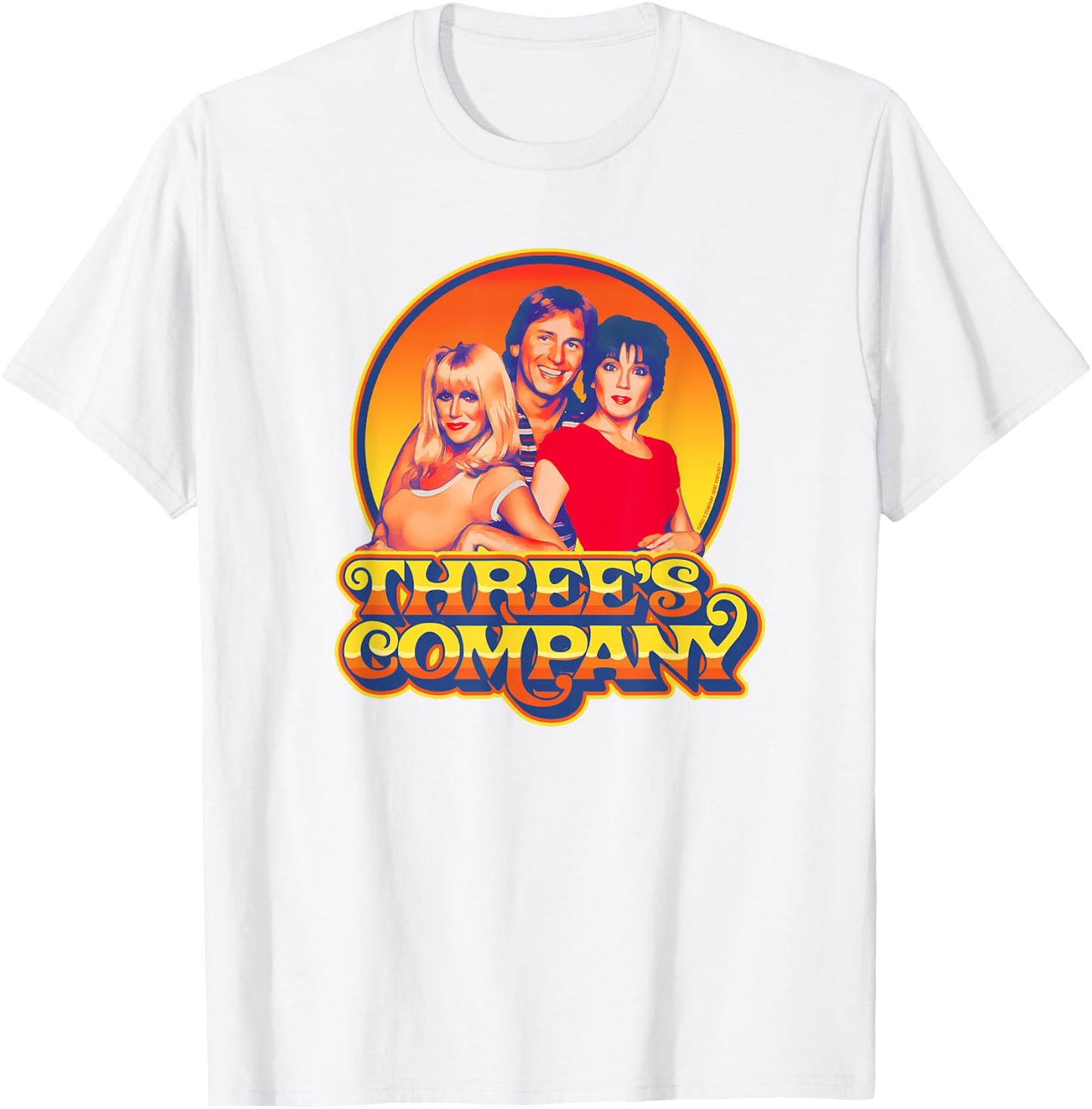 Three's Company 1980's Sunset Retro Jack Jan & Chrissy T-Shirt - T-Shirt | White