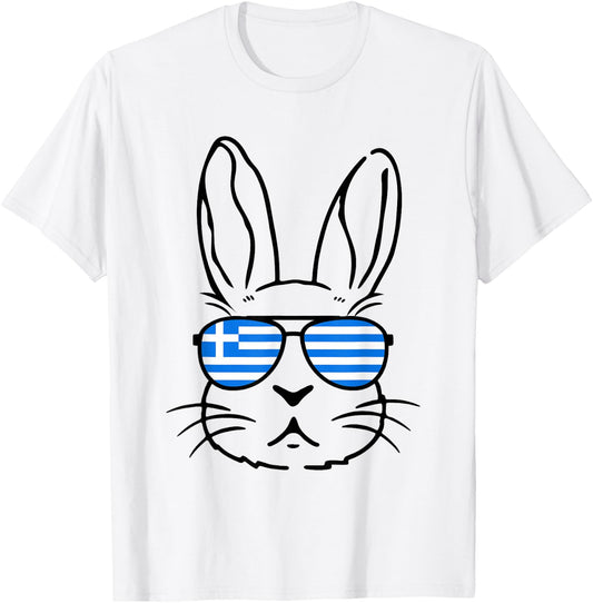 Greek Easter 2026 Greece Flag Bunny Funny Greek Easter Kids T-Shirt - T-Shirt | White