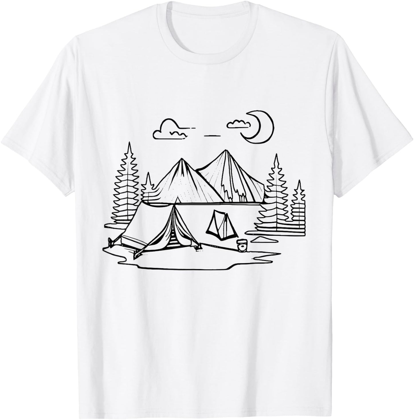 Tent camp Camping coloring and painting yourself coloring T-Shirt - T-Shirt | White