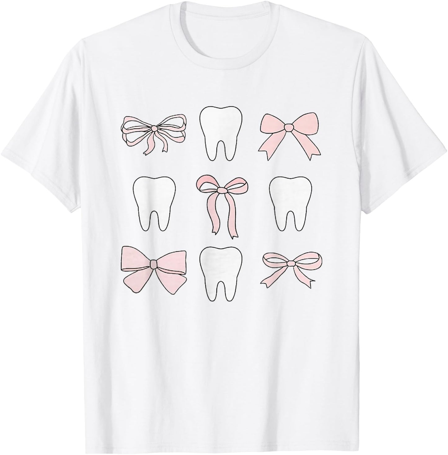 Retro Coquette Pink Girly Dental Hygiene Teeth Graduation T-Shirt - T-Shirt | White