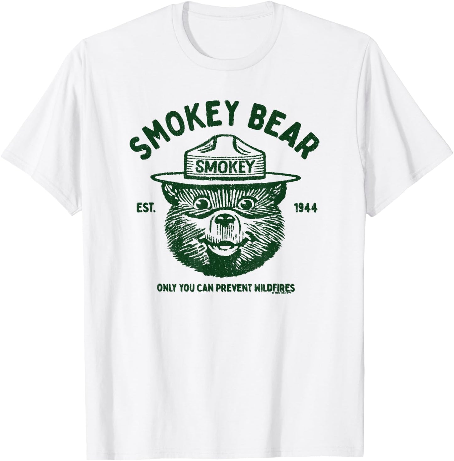 Vintage Smokey Bear Logo Only You Can Prevent Wildfires T-Shirt - T-Shirt | White