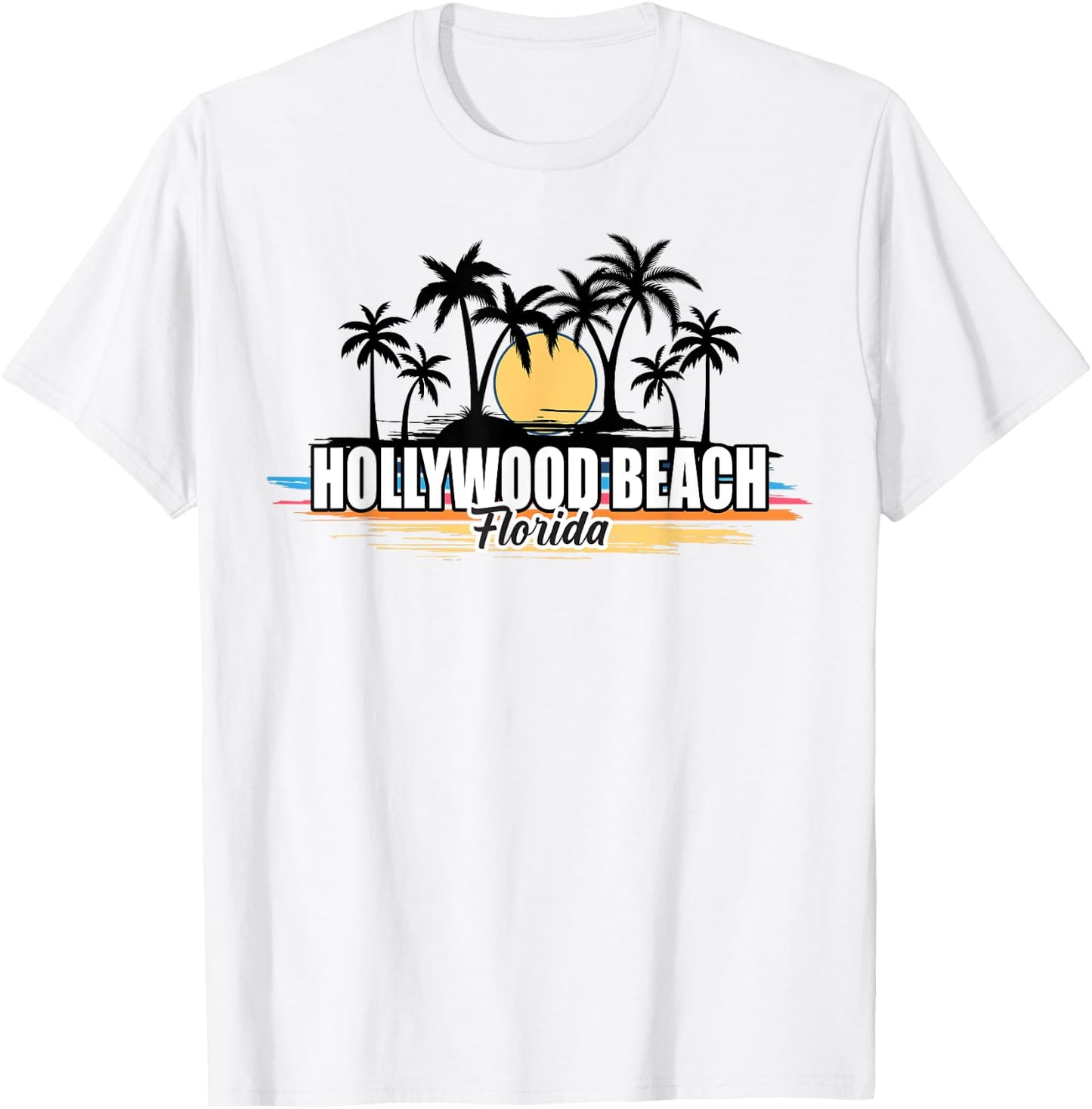 Hollywood Beach Florida Retro Surfing Beach T-Shirt - T-Shirt | White