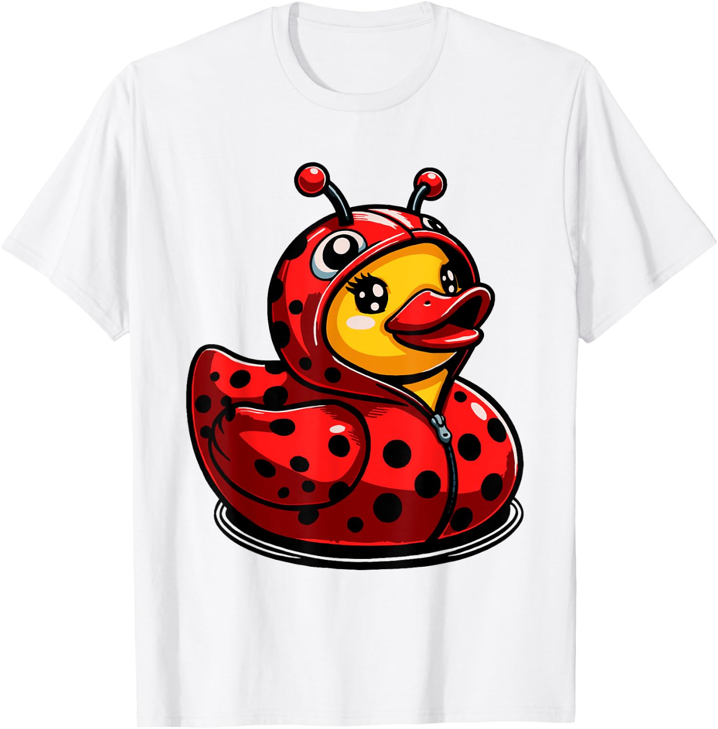 Ladybugs Ducks Ladybug Duck Lady Beetles Duckling - -Kids, Grey, Small, Short Sleeve, Cartoon, Halloween T-Shirt - T-Shirt | White