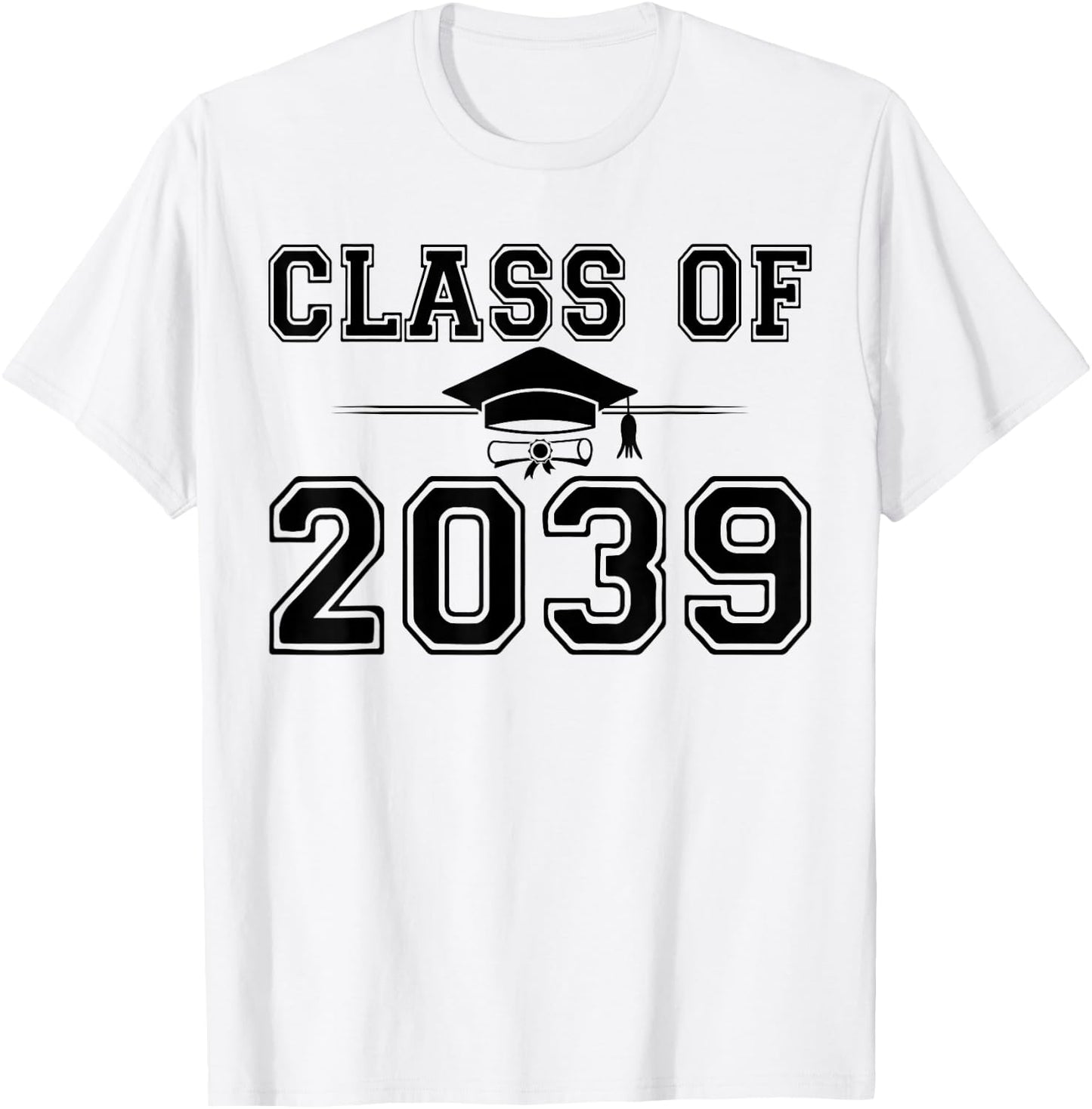 Class of 2039 Grow With Me Graduation Handprint On Back T-Shirt - T-Shirt | White