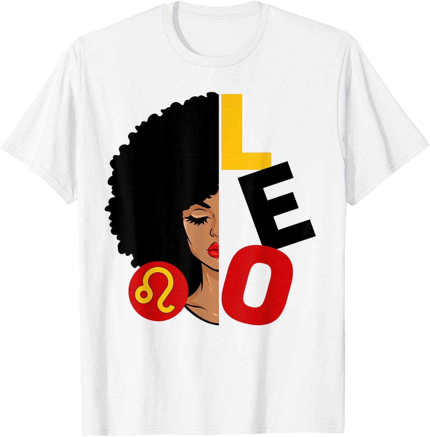 Leo Queen Afro Black Woman Melanin Girl Zodiac Sign T-Shirt - T-Shirt | White