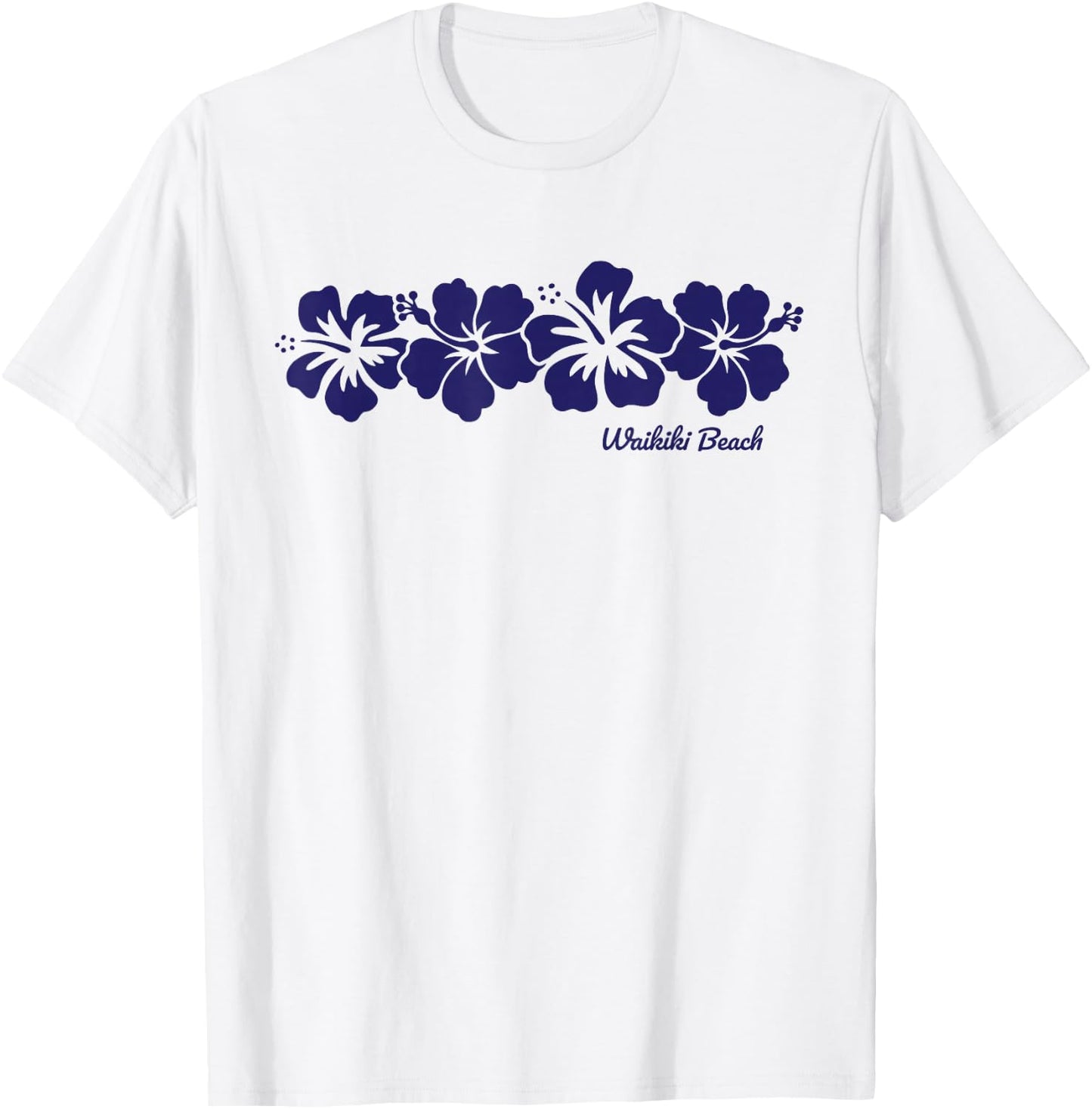 Waikiki Beach Hawaii Hibiscus Flower Souvenir T-Shirt - T-Shirt | White