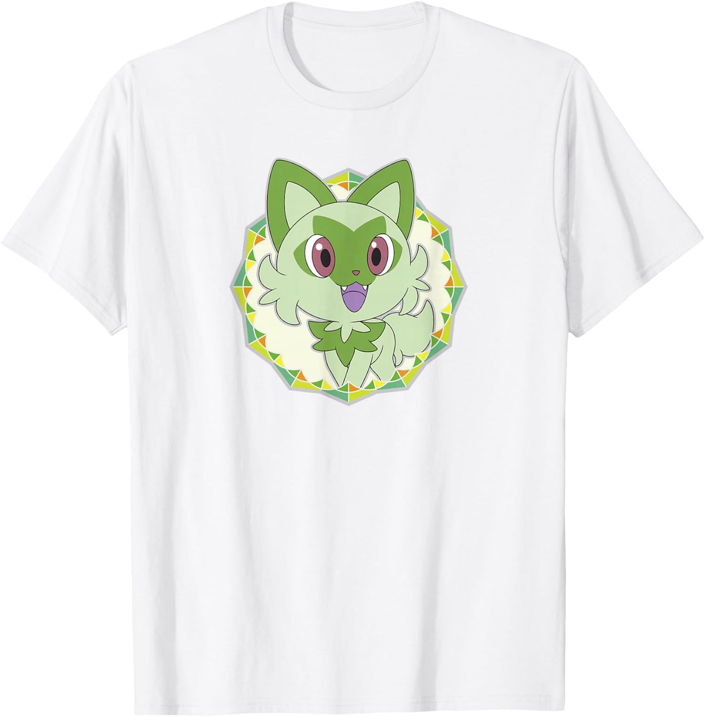 Pokémon Sprigatito Sparkle Geometric Portrait Icon T-Shirt - T-Shirt | White
