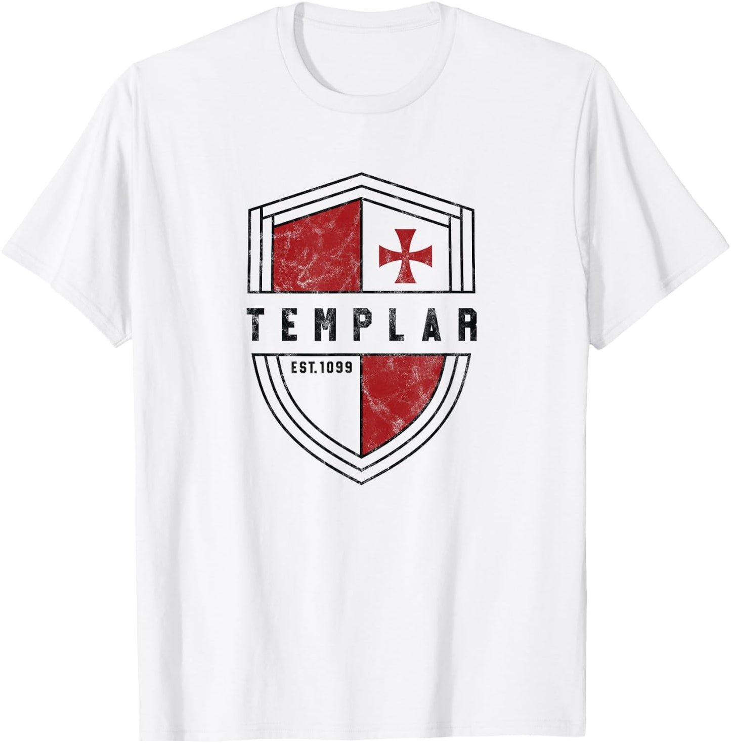 Templar Cross and Shield Vintage Medieval Cruise T-Shirt - T-Shirt | White