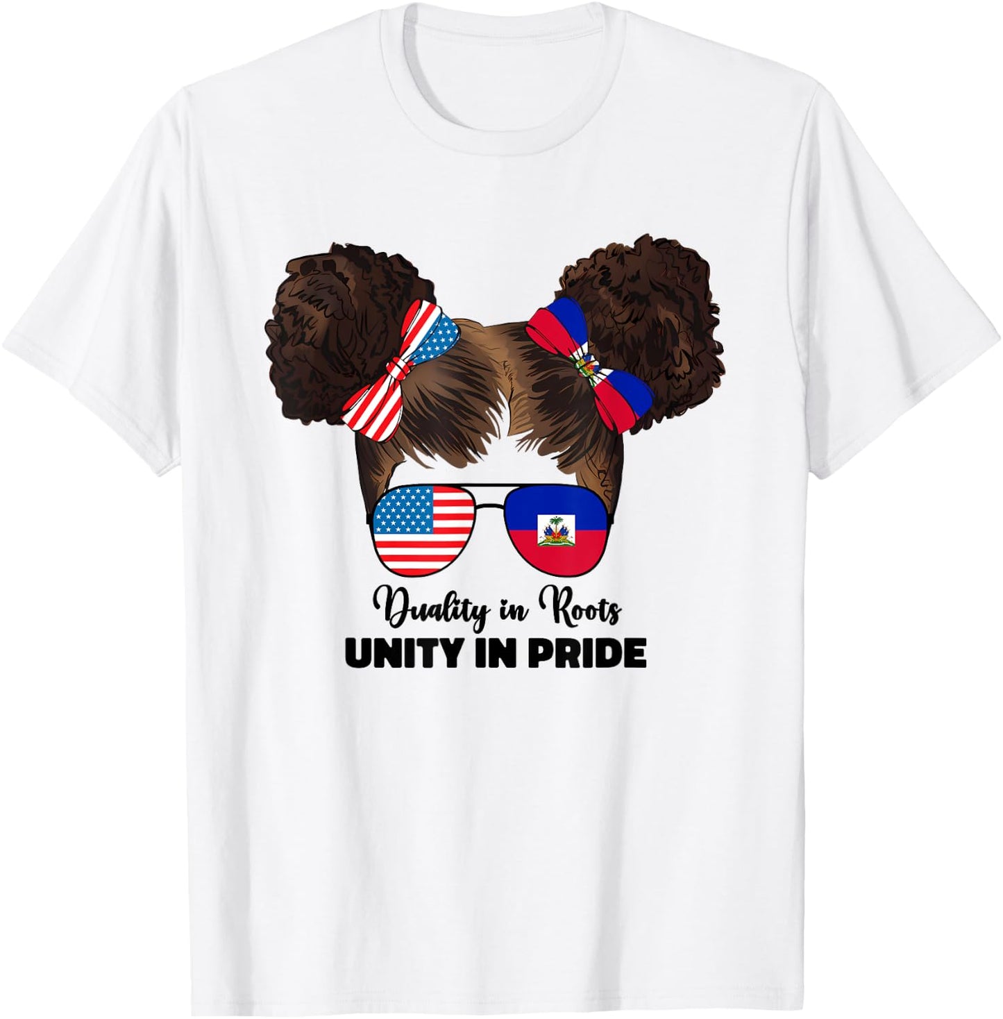 Half Haitian And American America Haiti Usa Flag Kids Girl T-Shirt - T-Shirt | White