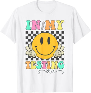 In My Testing Era Rock The Test Testing Day Smile Hippie Kid T-Shirt - T-Shirt | White