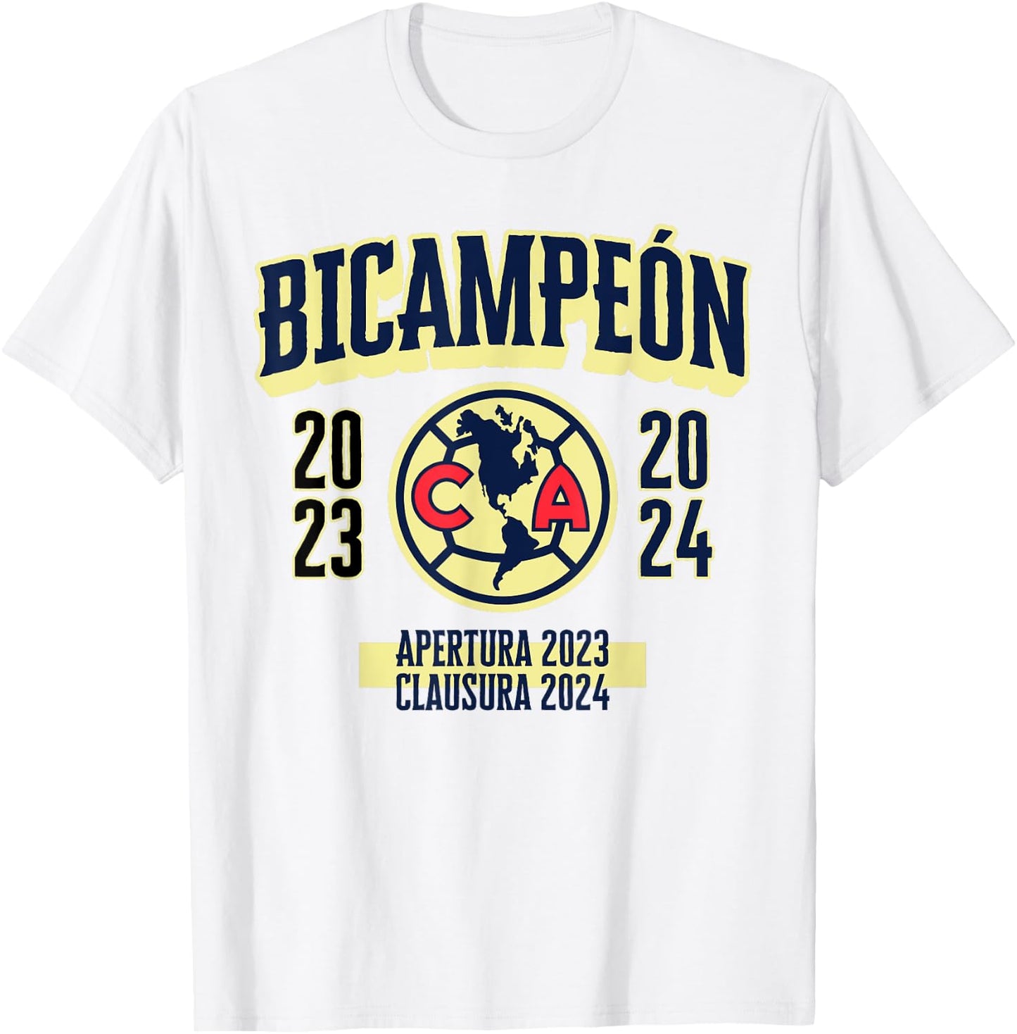Club America Bicampeon Torneo Apertura 2023 - Clausura 2024 T-Shirt - T-Shirt | White