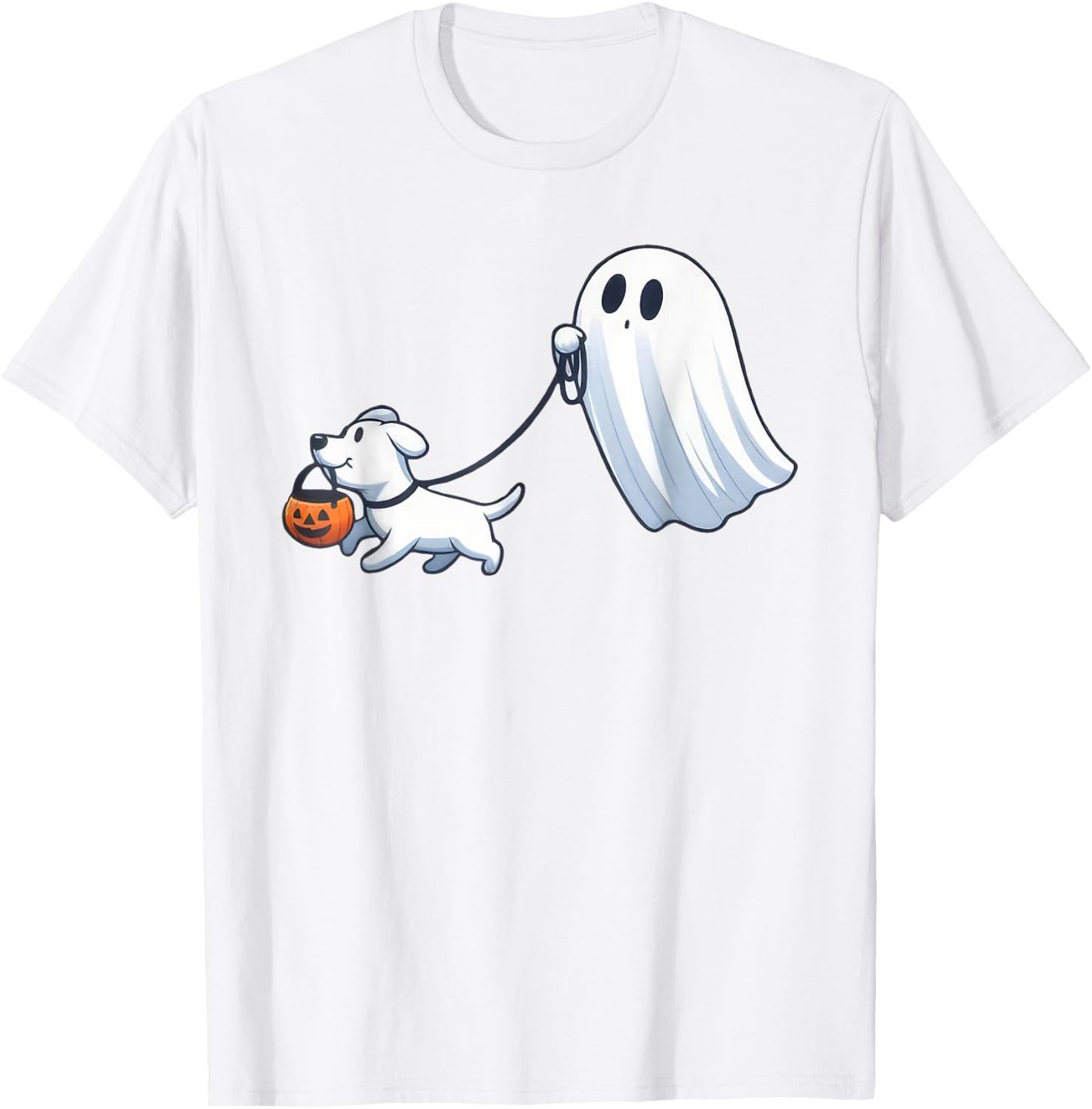 Ghost Walking Dog Ghost Dog Halloween Cute Spooky Dog Love T-Shirt - T-Shirt | White