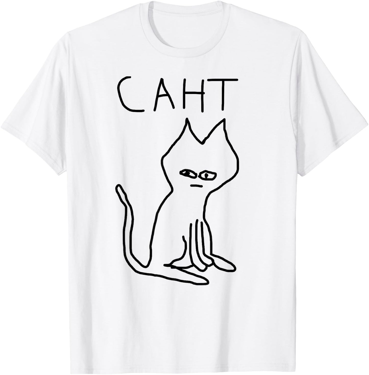 Caht Meme Terribly Drawn Cringe Cat Graphic Weird Absurd T-Shirt - T-Shirt | White