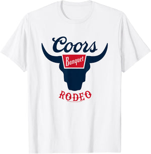 Coors Banquet Rodeo Bull Horns Classic Badge T-Shirt - T-Shirt | White