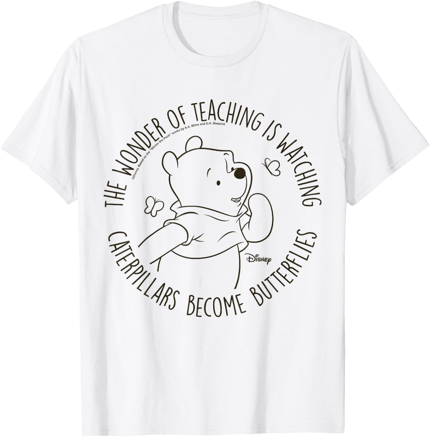 Winnie The Pooh - Pooh Caterpillars Become Butterflies T-Shirt - T-Shirt | White