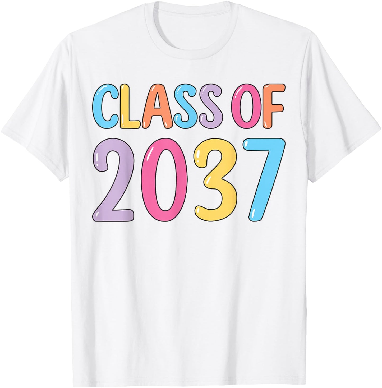Class of 2037 Grow With Me K to 12 Grade Handprints On Back T-Shirt - T-Shirt | White