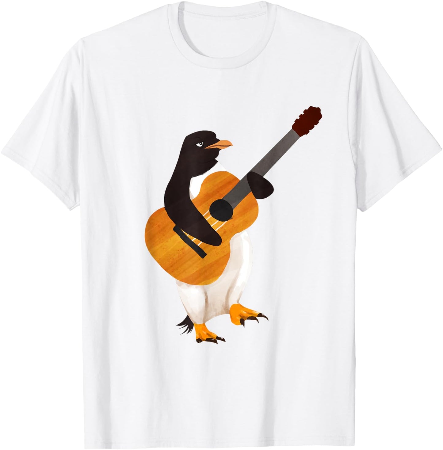 Penguin Arctic Bird Acoustic Guitar - Guitarist T-Shirt - T-Shirt | White