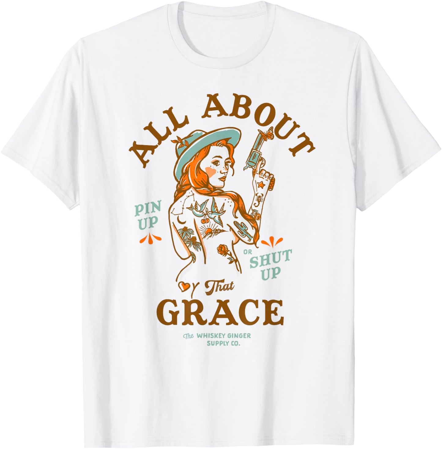 That Grace Women's Shirt Badass Redhead Tattoo Pin Up Girl T-Shirt - T-Shirt | White