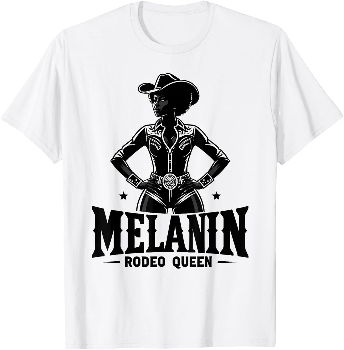 Melanin Rodeo Queen, Vintage African American Cowgirl T-Shirt - T-Shirt | White