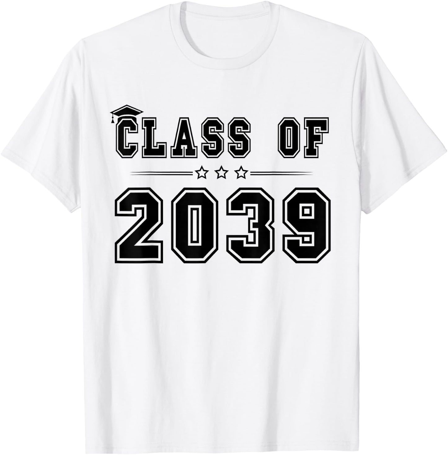 Class of 2039 Grow With Me Graduation Handprint On Back T-Shirt - T-Shirt | White
