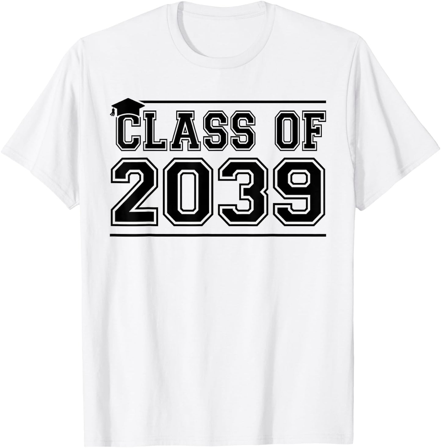 Class of 2039 Grow With Me Handprints On Back K to 12 Grade T-Shirt - T-Shirt | White