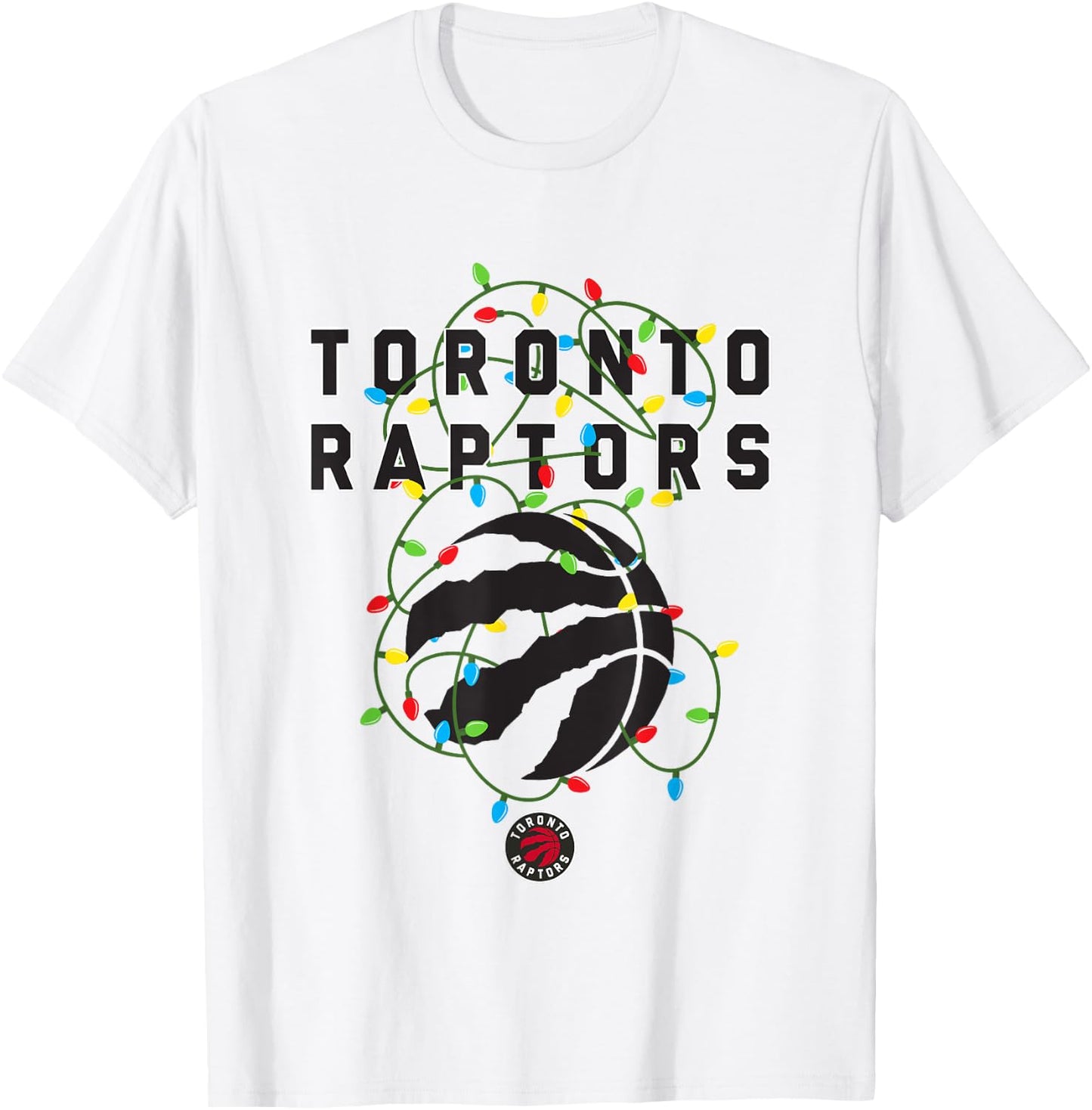 NBA Toronto Raptors Christmas Lights Holiday Logo T-Shirt - T-Shirt | White