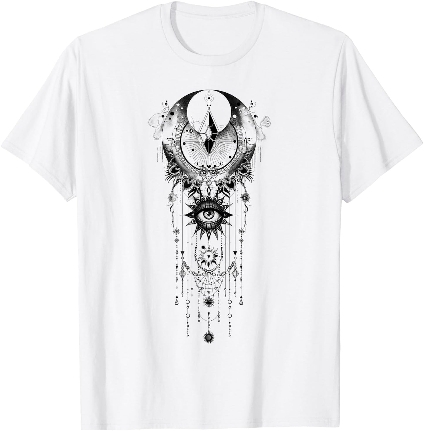 Celestial and Mystical Moon Goth T-Shirt - T-Shirt | White