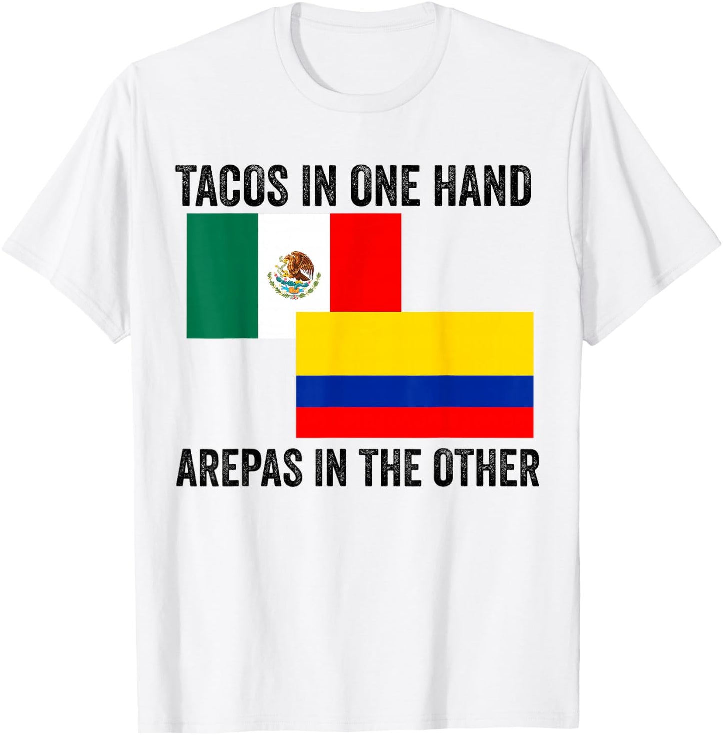 Half Colombian Half Mexican Flag 1/2 Heritage Pride T-Shirt - T-Shirt | White