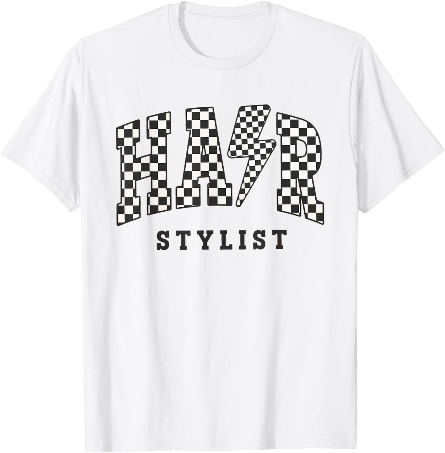 Retro Checkered Hair Stylist Graduation Cosmetology School T-Shirt - T-Shirt | White