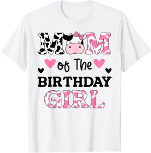 Mom of The Birthday Girl Shirt Farm Cow Mommy Mama 1st T-Shirt - T-Shirt | White
