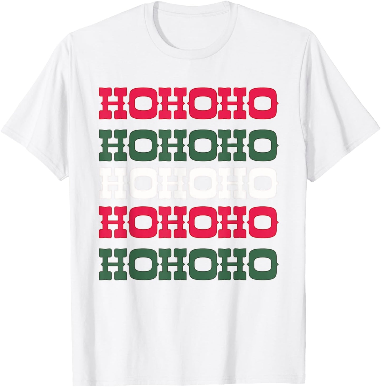 Western Aesthetic Christmas Red White Green Hohoho T-Shirt - T-Shirt | White