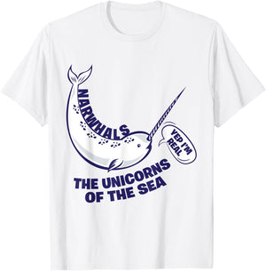 Narwhals The Unicorns Of The Sea - Funny Fish T-Shirt - T-Shirt | White