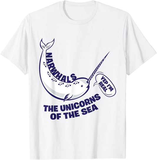 Narwhals The Unicorns Of The Sea - Funny Fish T-Shirt - T-Shirt | White