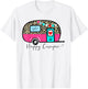 Camper Happy Summer Camp Camping Leopard Funny Glamping T-Shirt - T-Shirt | White