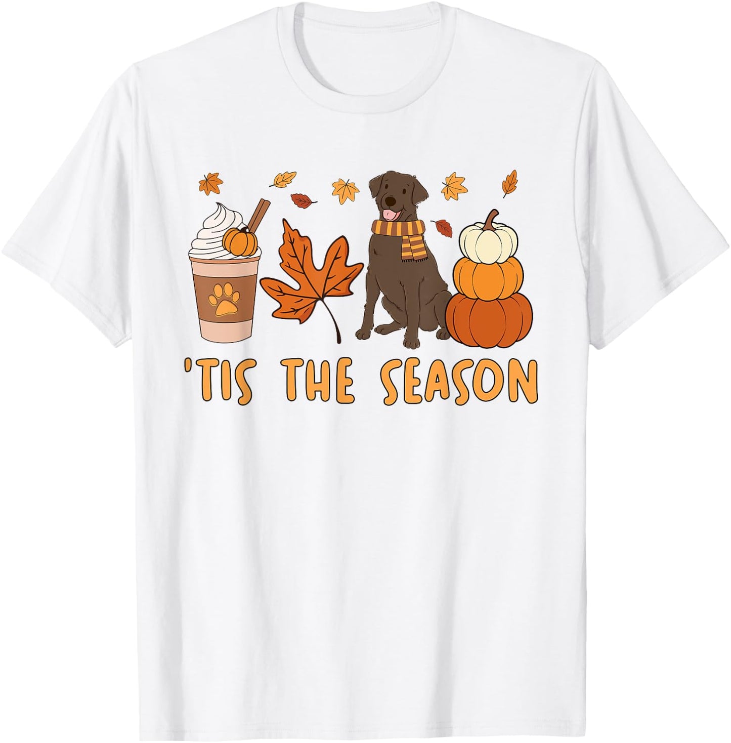 Tis The Season Labrador Retriever Fall Autumn Pumpkin Coffee T-Shirt - T-Shirt | White
