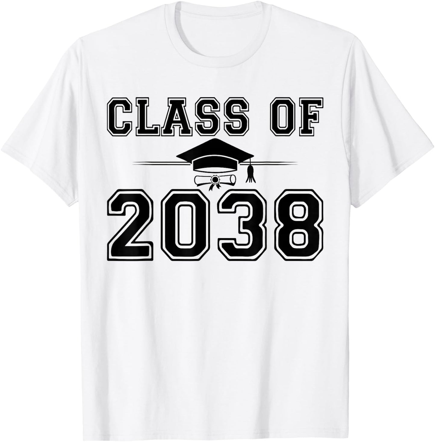 Class of 2038 Grow With Me Graduation Handprint On Back T-Shirt - T-Shirt | White
